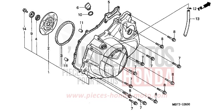 RIGHT CRANKCASE COVER for Varadero MUTE BLACK METALLIC (NH359) from 2006