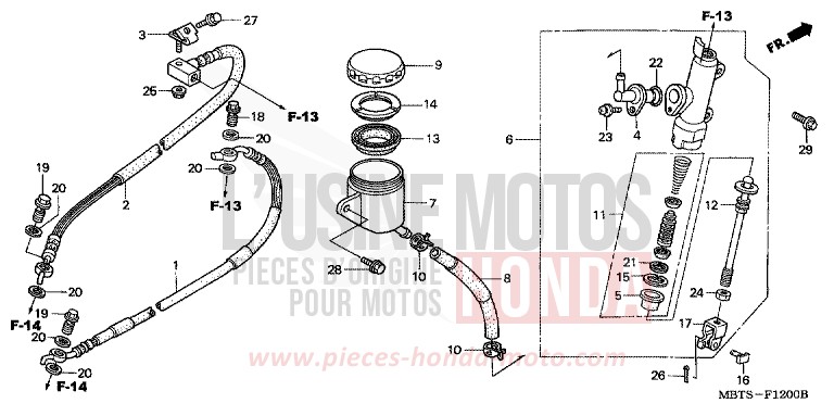 REAR BRAKE MASTER CYLINDER (XL1000V) for Varadero MUTE BLACK METALLIC (NH359) from 2006