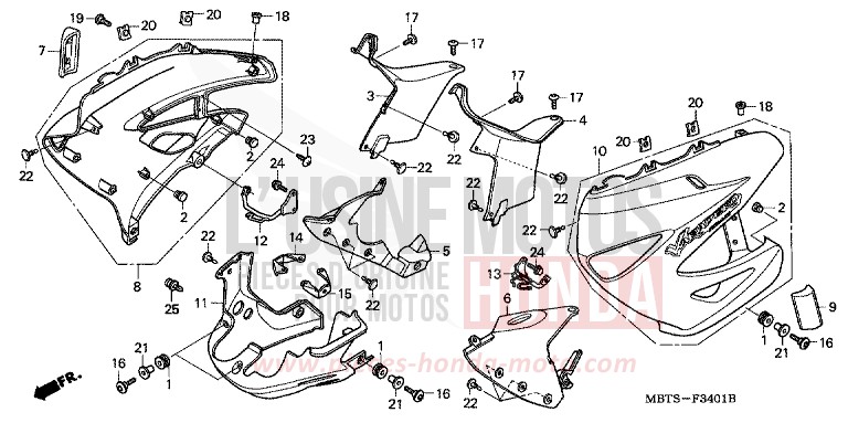 UNDER COWL for Varadero PEARL BREEZY BLUE (PB341) from 2006