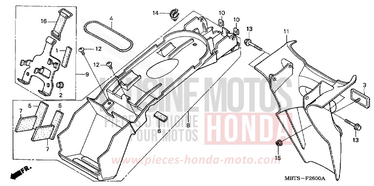 REAR FENDER for Varadero SHIELD SILVER METALLIC (NH480) from 2006
