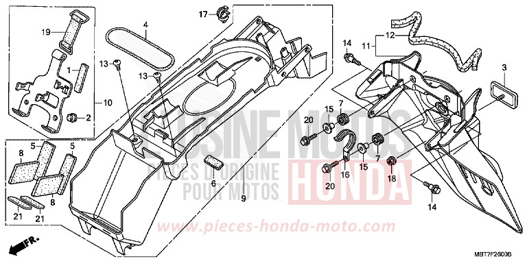 REAR FENDER for Varadero CHEVALIER SILVER METALLIC (NHA83) from 2007