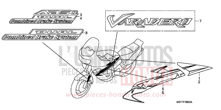 MARK/STRIPE for Varadero PEARL CONCOURS BLACK (NHA65) from 2007