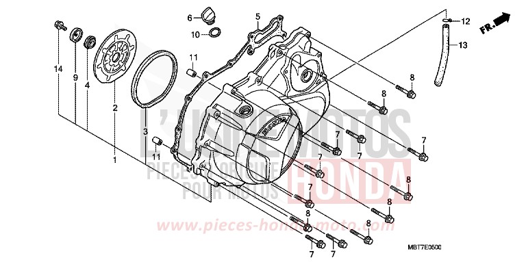 RIGHT CRANKCASE COVER for Varadero CHEVALIER SILVER METALLIC (NHA83) from 2008