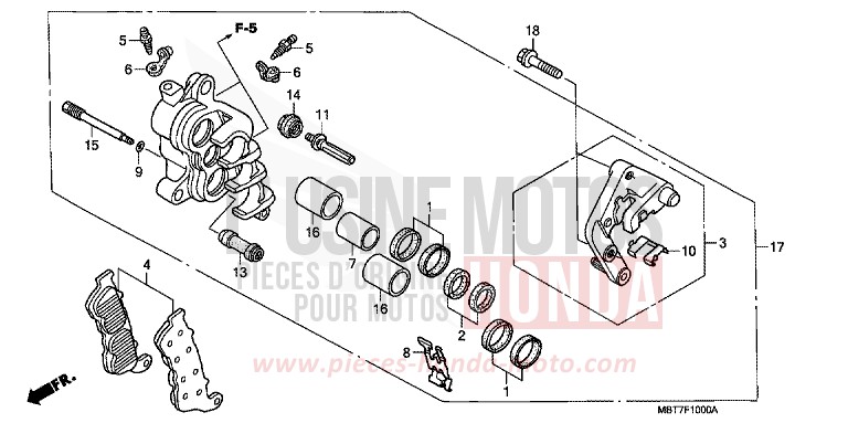 FRONT BRAKE CALIPER (R.) (XL1000V) for Varadero PEARL CONCOURS BLACK (NHA65) from 2010