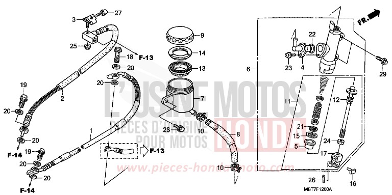 REAR BRAKE MASTERCYLINDER (XL1000V) for Varadero PEARL CONCOURS BLACK (NHA65) from 2010
