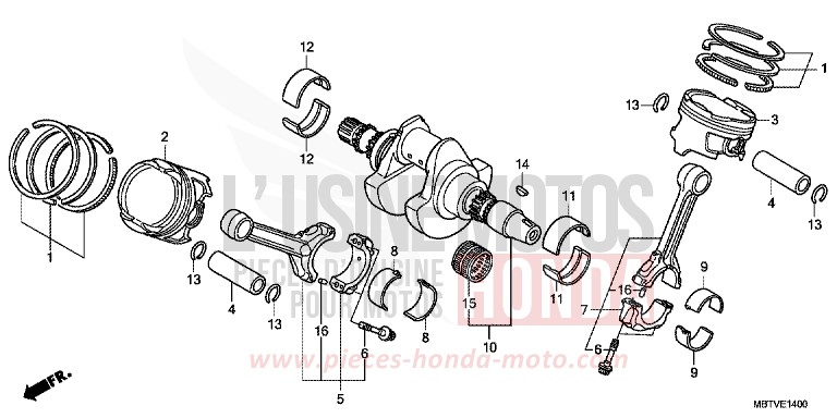 CRANKSHAFT/PISTON for Varadero PEARL CONCOURS BLACK (NHA65) from 2011