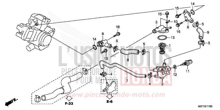 WATER PIPE for Varadero PEARL CONCOURS BLACK (NHA65) from 2011