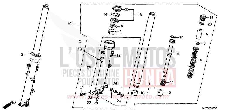 FRONT FORK (XL1000V) for Varadero PEARL CONCOURS BLACK (NHA65) from 2011