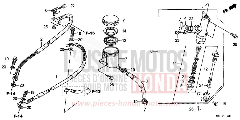 REAR BRAKE MASTER CYLINDER (XL1000V) for Varadero PEARL CONCOURS BLACK (NHA65) from 2011