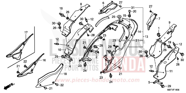 SEAT COWL/SIDE COVER for Varadero PEARL CONCOURS BLACK (NHA65) from 2011