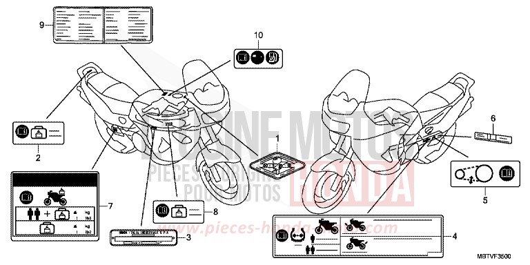 CAUTION LABEL (1) for Varadero PEARL CONCOURS BLACK (NHA65) from 2011