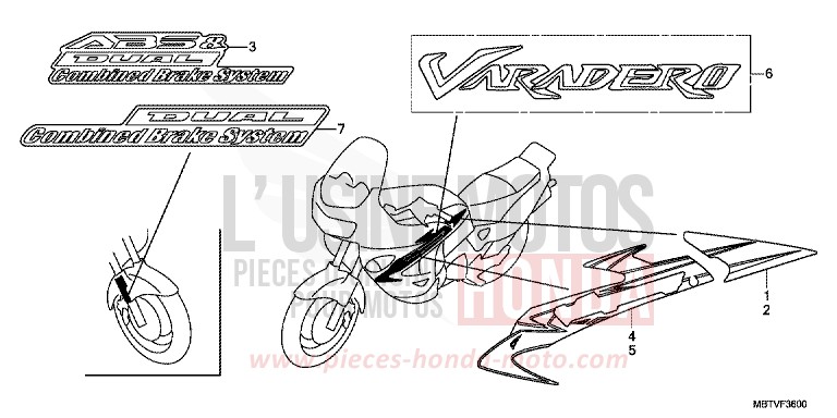 MARK/STRIPE for Varadero PEARL CONCOURS BLACK (NHA65) from 2011