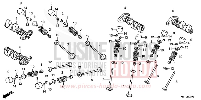 CAMSHAFT/VALVE for Varadero SHASTA WHITE (NH138) from 2011