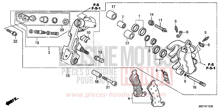 FRONT BRAKE CALIPER (L.) for Varadero SHASTA WHITE (NH138) from 2011