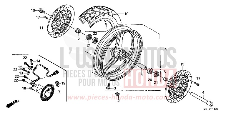 FRONT WHEEL for Varadero SHASTA WHITE (NH138) from 2011
