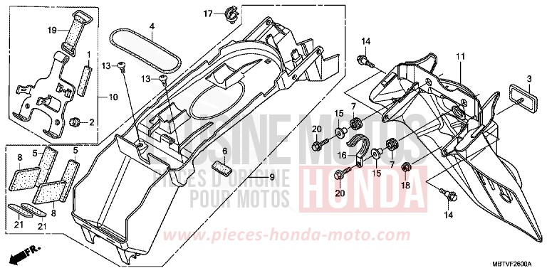 REAR FENDER for Varadero SHASTA WHITE (NH138) from 2011