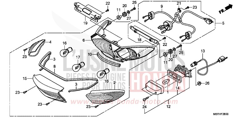 TAILLIGHT for Varadero SHASTA WHITE (NH138) from 2011