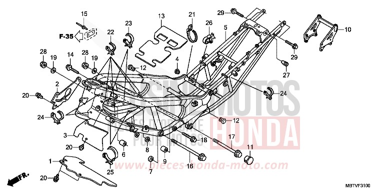 FRAME BODY (XL1000V) for Varadero SHASTA WHITE (NH138) from 2011