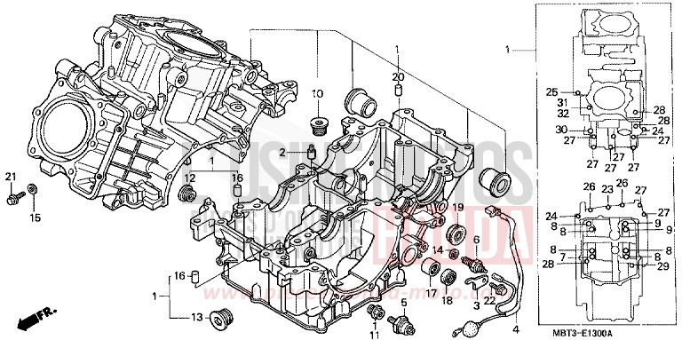 CRANKCASE for Varadero PEARL PRISM BLACK (NH418) from 1999