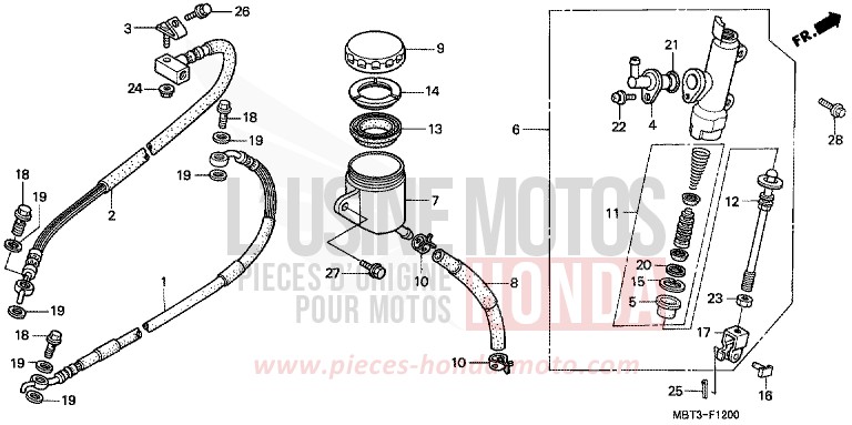 REAR BRAKE MASTER CYLINDER for Varadero PEARL PRISM BLACK (NH418) from 1999