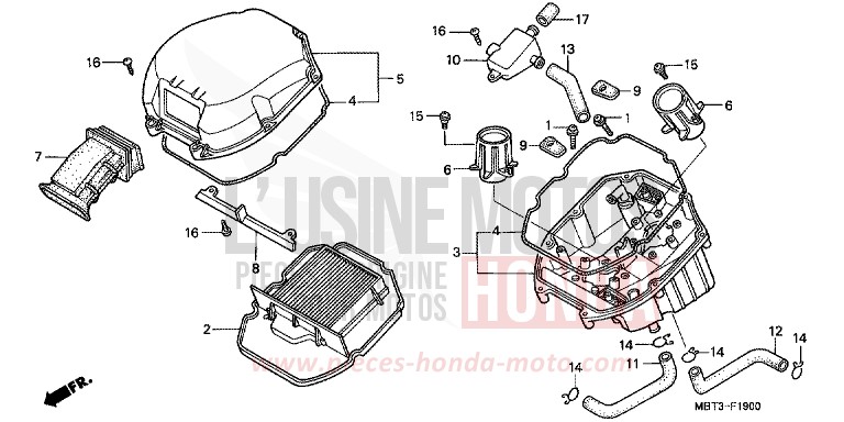 AIR CLEANER for Varadero PEARL PRISM BLACK (NH418) from 1999
