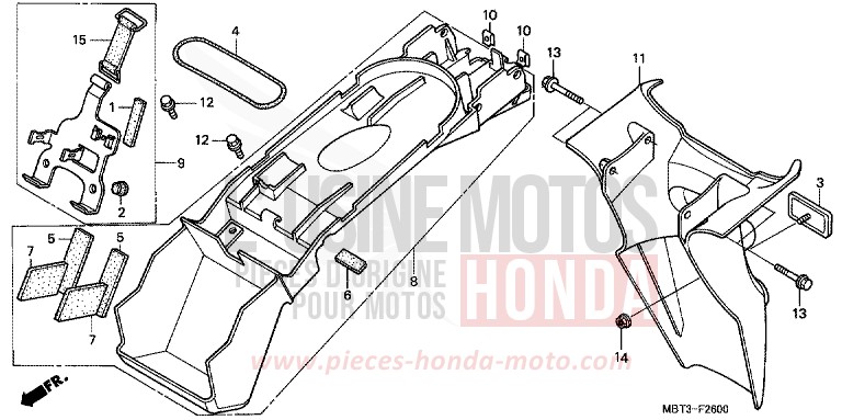 REAR FENDER for Varadero PEARL PRISM BLACK (NH418) from 1999