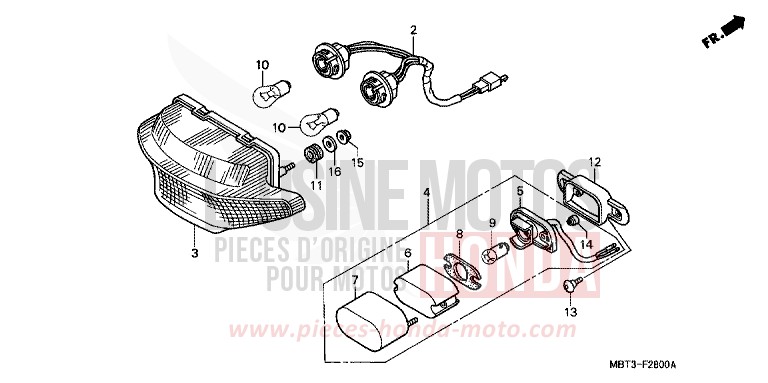 TAILLIGHT for Varadero PEARL PRISM BLACK (NH418) from 1999