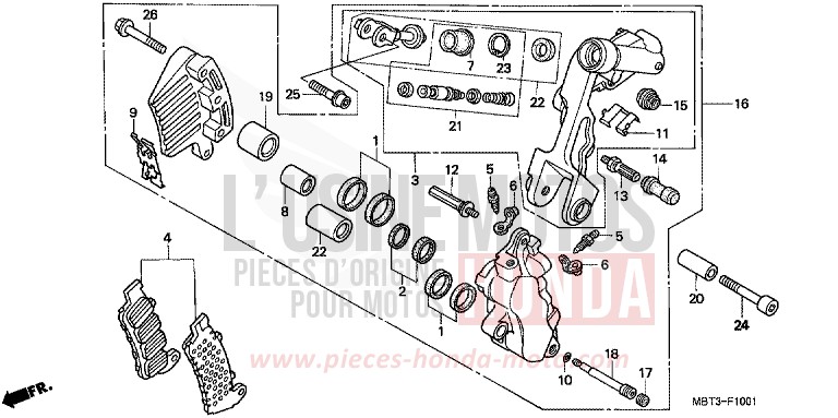 FRONT BRAKE CALIPER (2) for Varadero SIENA GOLD METALLIC (Y158) from 1999