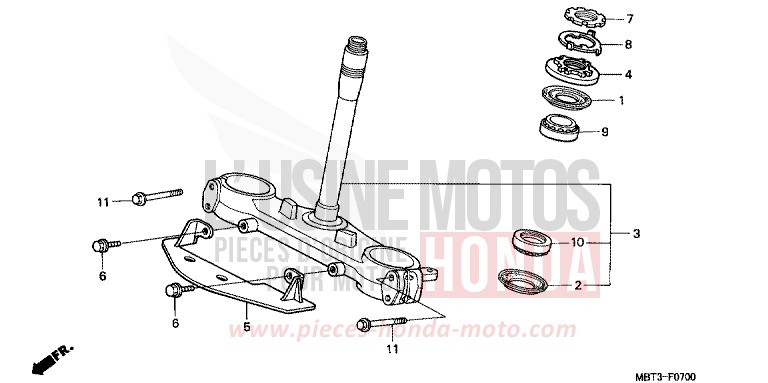 STEERING STEM for Varadero CANDY GLORY RED-U (R101) from 2000