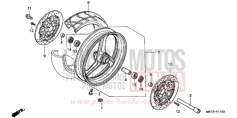 FRONT WHEEL for Varadero CANDY GLORY RED-U (R101) from 2000