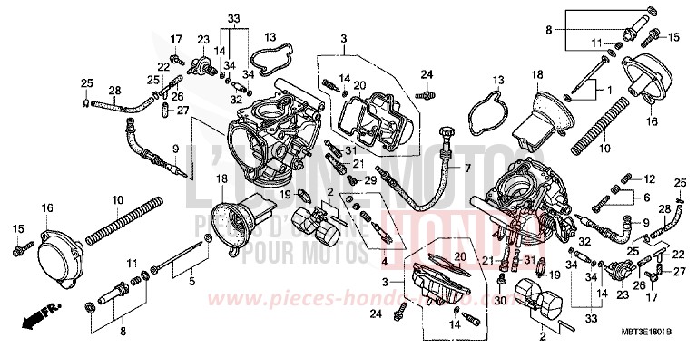 CARBURETOR (COMPONENT PARTS) for Varadero CANDY PHOENIX BLUE (PB284) from 2000