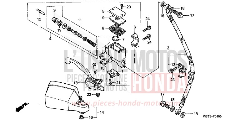 FR. BRAKE MASTER CYLINDER for Varadero PEARL PRISM BLACK (NH418) from 2000