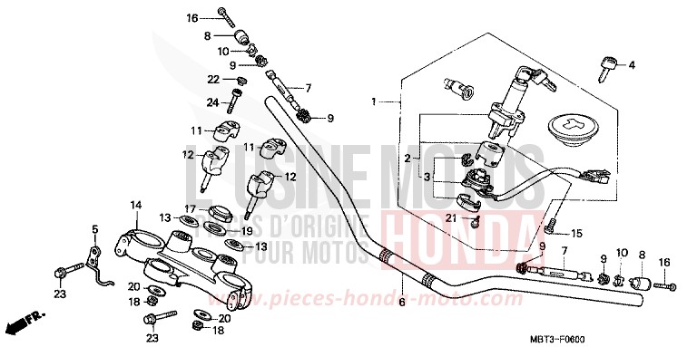 HANDLE PIPE/TOP BRIDGE for Varadero PEARL PRISM BLACK (NH418) from 2000