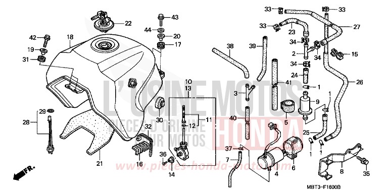 FUEL TANK for Varadero PEARL PRISM BLACK (NH418) from 2000
