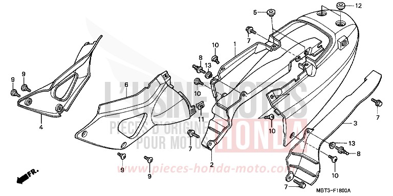 SEAT COWL/SIDE COVER for Varadero PEARL PRISM BLACK (NH418) from 2000