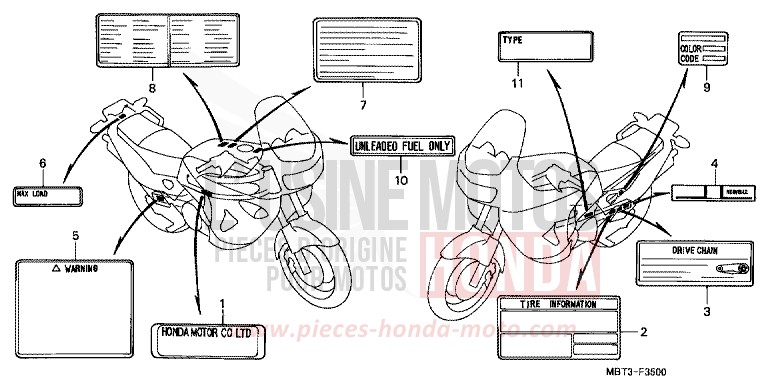 CAUTION LABEL for Varadero PEARL PRISM BLACK (NH418) from 2000