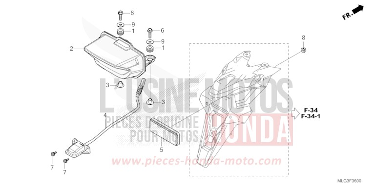 TAILLIGHT/LICENSE LIGHT for CRF1100D GUNMETAL BLACK METLLIC (NHC52B) from 2022
