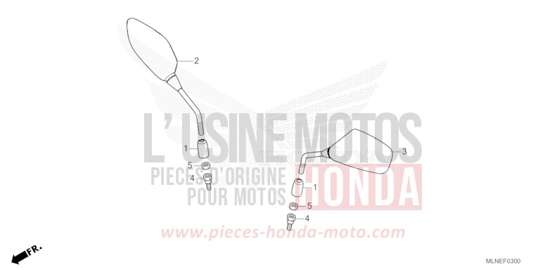 MIRROR for CRF1100D PEARL GLARE WHITE (NHB53H) from 2025