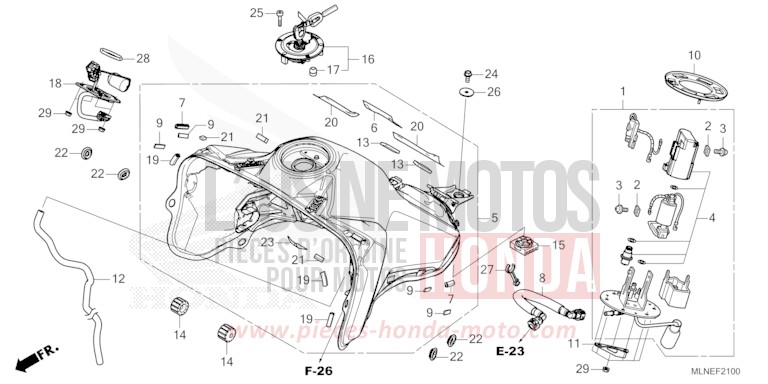 FUEL TANK/FUEL PUMP (1) for CRF1100D PEARL GLARE WHITE (NHB53H) from 2025
