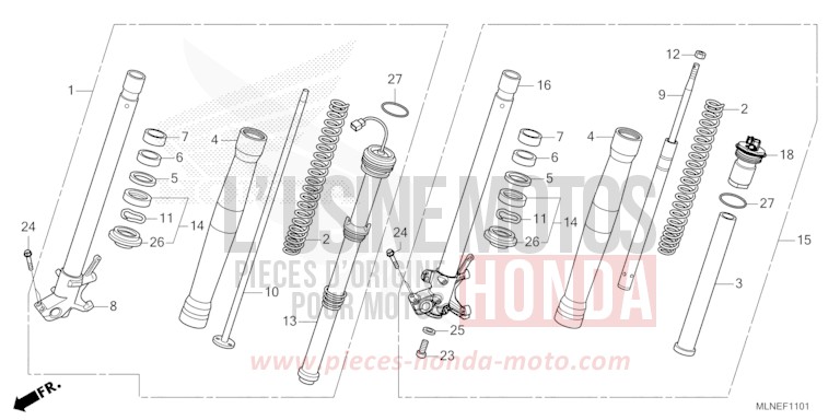 FRONT FORK (2) for CRF1100D PEARL GLARE WHITE (NHB53) from 2025