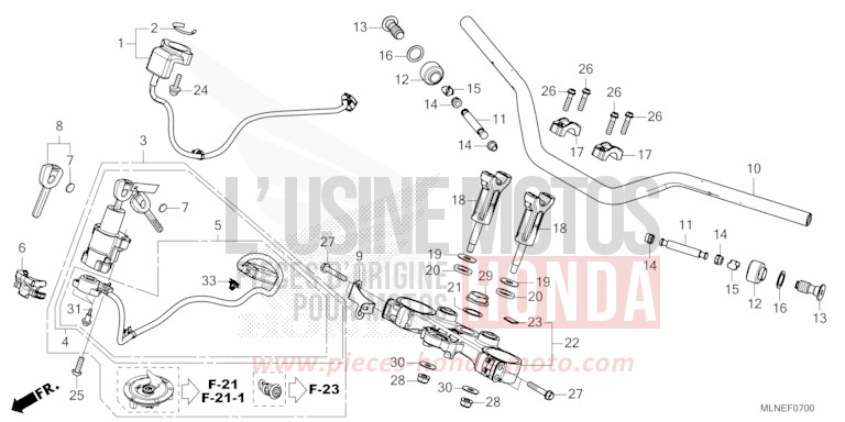 HANDLE PIPE/TOP BRIDGE for CRF1100D MAT IRIDIUM GRAY METALLIC (NHC64) from 2025