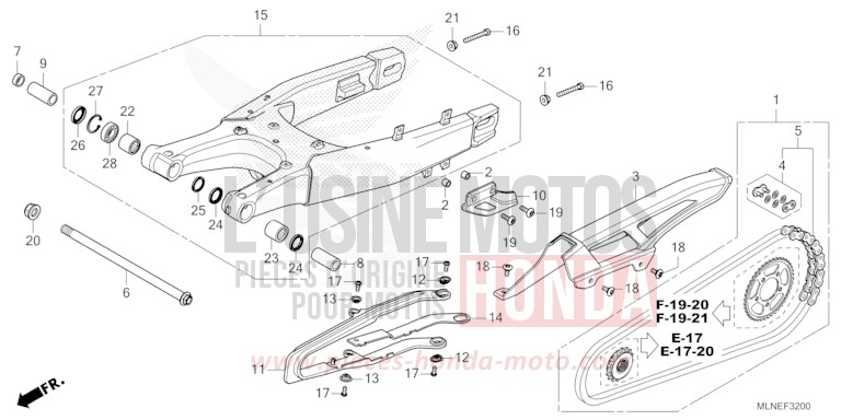 SWINGARM for CRF1100D MAT IRIDIUM GRAY METALLIC (NHC64) from 2025