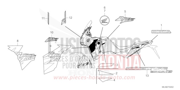 MARK/STRIPE (3) for CRF1100D MAT IRIDIUM GRAY METALLIC (NHC64) from 2025