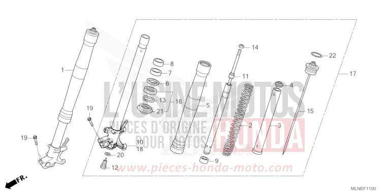 FRONT FORK (1) for CRF1100D GRAND PRIX RED (R380B) from 2025