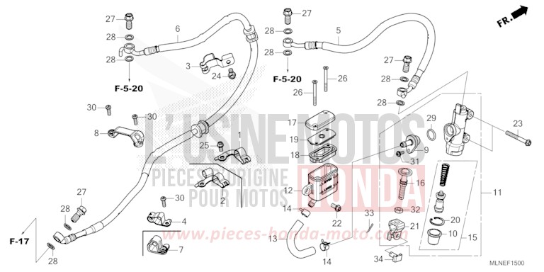 REAR BRAKE MASTER CYLINDER for CRF1100D MAT BALLISTIC BLACK METALLIC (NHA86) from 2025