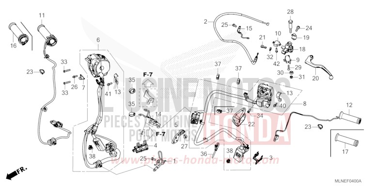 HANDLE LEVER/SWITCH/CABLE (MT) for CRF1100A GRAND PRIX RED (R380B) from 2025