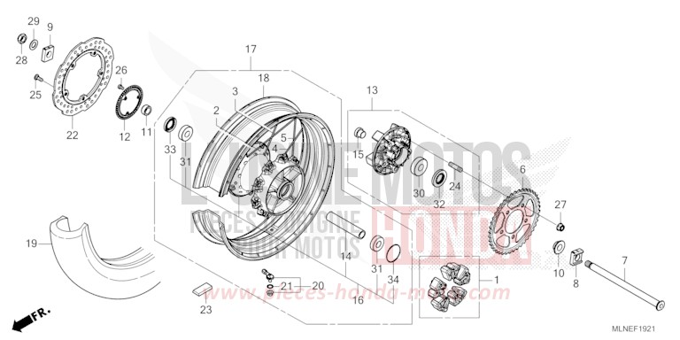 REAR WHEEL (2) for CRF1100A PEARL GLARE WHITE (NHB53H) from 2025