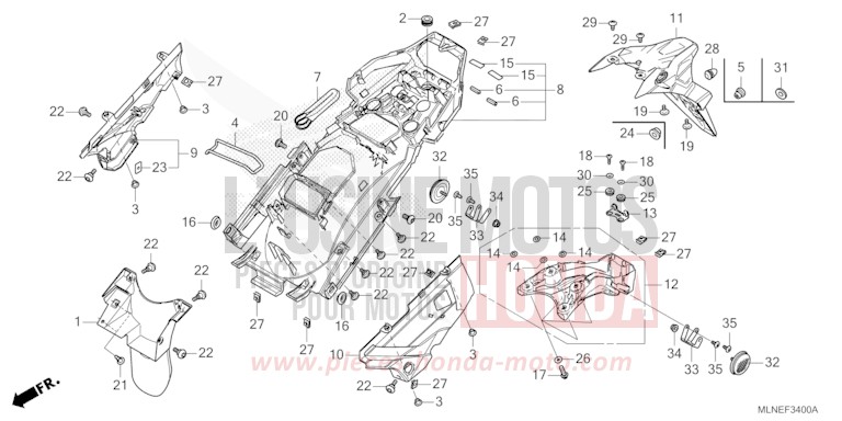 REAR FENDER for CRF1100A PEARL GLARE WHITE (NHB53H) from 2025