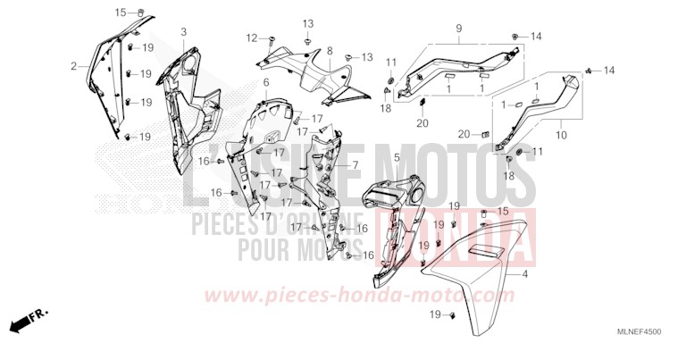 MIDDLE COWL (1) for CRF1100A MAT BALLISTIC BLACK METALLIC (NHA86) from 2025