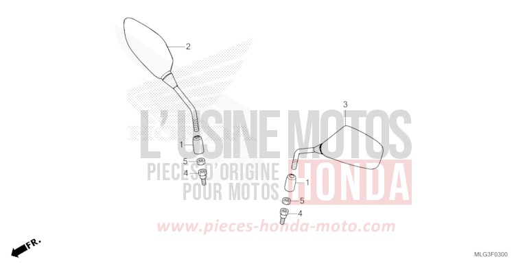 MIRROR for CRF1100A GUNMETAL BLACK METLLIC (NHC52B) from 2022